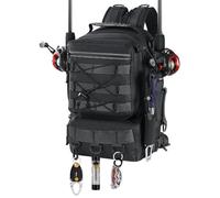 MoKo Pesca Mochila Sling Bag con caña y Gear Holder, Nylon impermeable Pesca Tackle Bolsa de Almacenamiento para Camping, Senderismo, Caza, Ideal Regalos para Hombres Padre, Negro