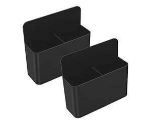 MoKo Organizador de Escritorio Magnético, [2PZS] Portalápices Magnético Caja Almacenamiento para Bolígrafos Lápices Útiles Escolar, Soporte de Marcador para Oficina Escritorio Nevera Cocina, Negro