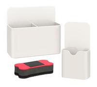 MoKo Organizador de Escritorio Magnético, [2PZS] Portalápices Magnético Caja de Almacenamiento con 2 Marcadores & 1 Borrador para Bolígrafos Lápices Útiles Escolar, Soporte de Marcador Oficina, Blanco