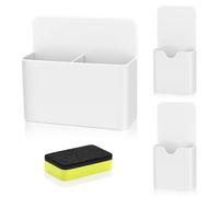 MoKo Organizador de Escritorio Magnético, [3PZS] Portalápices Magnético Caja Almacenamiento con 1 Borrador para Bolígrafos Lápices Útiles Escolar, Soporte de Marcador Oficina, Blanco