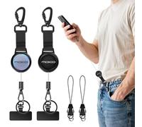 MoKo Pack de 2 cuerda para movil retráctil antirrobo, Negro&Plata