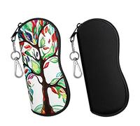 MoKo Paquete de 2 fundas suaves para gafas de sol, ultraligeras, portátiles, de neopreno, con cremallera, caja de seguridad para gafas con clip para cinturón, Árbol negro y de la suerte