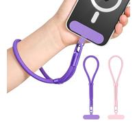 MoKo Paquete de 2 Muñequeras de Mano, Cordón Ajustable para el Teléfono, Brazalete Manos Libres para iPhone y la mayoría de Smartphones, Oro Rosa & Morado