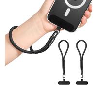 MoKo Paquete de 2 Muñequeras de Mano, Cordón Ajustable para el Teléfono, Brazalete Manos Libres para iPhone y la mayoría de Smartphones, Negro & Negro