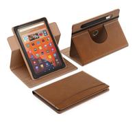 MoKo para Funda Tableta 10,1" con Portalápices, Funda Protectora Delgada Giratoria de 360 Grados, Soporte Multiángulo y Bolsillo Delantero para Todas Las Tabletas de 9,6-10,6 Pulgadas, Marrón