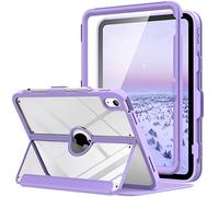 MoKo para iPad 11 Pulgadas (A16) 11a Gen 2025/iPad 10a Gen 2022 10,9 Pulgadas, con Soporte para lápiz, Protector de Pantalla Integrado, Trasera Transparente, Soporte multiángulo, Morado