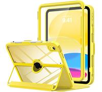 MoKo para iPad 11 Pulgadas (A16) 11a Gen 2025/iPad 10a Gen 2022 10,9 Pulgadas, con Soporte para lápiz, Protector de Pantalla Integrado, Trasera Transparente, Soporte multiángulo Amarillo
