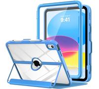 MoKo para iPad 11 Pulgadas (A16) 11a Gen 2025/iPad 10a Gen 2022 10,9 Pulgadas, con Soporte para lápiz, Protector de Pantalla Integrado, Trasera Transparente, Soporte multiángulo Ola Azul