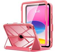 MoKo para iPad 11 Pulgadas (A16) 11a Gen 2025/iPad 10a Gen 2022 10,9 Pulgadas, con Soporte para lápiz, Protector de Pantalla Integrado, Trasera Transparente, Soporte multiánguloRojo Sandía