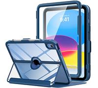MoKo para iPad 11 Pulgadas (A16) 11a Gen 2025/iPad 10a Gen 2022 10,9 Pulgadas, con Soporte para lápiz, Protector de Pantalla Integrado, Trasera Transparente, Soporte multiánguloAzul Marino