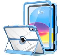 MoKo para iPad 11 Pulgadas (A16) 11a Gen 2025/iPad 10a Gen 2022 10,9 Pulgadas, con Soporte para lápiz, Protector de Pantalla Integrado, Trasera Transparente, Soporte multiángulo, Azul Cielo Soleado