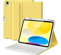 MoKo para iPad (A16) 11ª Generación Funda con Teclado 11 Pulgadas 2025, iPad 10ª Generación 10,9" Funda con Teclado y Soporte para Lápiz,Teclado Bluetooth Desmontable Multiángulo,Amarillo Claro