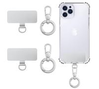 MoKo Pestañas de Sujeción para Móvil ×2, Anillos Giratorios 360° ×2, Placas de Metal Ultrafinas para Correa, Conectores de Acero Inoxidable para Fundas Completas, Plata