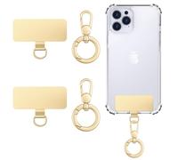 MoKo Pestañas de Sujeción para Móvil ×2, Anillos Giratorios 360° ×2, Placas de Metal Ultrafinas para Correa, Conectores de Acero Inoxidable para Fundas Completas, Oro