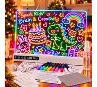 MoKo Pizarra LED, Acrílica Iluminada Recargable de 16 Pulgadas | Tablero de Dibujo Acrílico Reutilizable, 14 Modos de Luz, para Niños: Dibujos, Notas,Mensajes y Exposiciones Creativas,Blanco