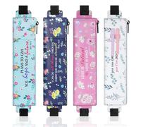 MoKo Portalápices Elástico para Cuaderno, 4 PZS Bolsa Protectora de Lápiz Cuero PU con Bolsillo Correa Elástica Ajustable para Bolígrafo Lápiz Borrador, Estuche de Lápices para Libro Tableta