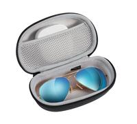 MoKo Portátil Estuche para Gafas, 2 en 1 Funda de Gafas & Funda para Lentes de Contacto para Hombre Mujer, Multifuncional Set Organizador de Gafas para Viaje Hogar Escuela Oficina, Negro & Blanco