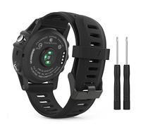 MoKo Pulsera Compatible con Garmin Fenix 3/3 HR/5X/5X Plus/D2 Delta PX/Tactix Bravo/Descent Mk1/Quatix 3, Correa de Silicona Respirable y Reemplazable, Banda de Reloj Deportivo con Cierre - Negro