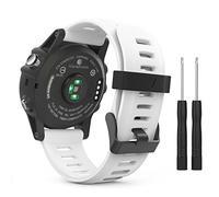 MoKo Pulsera Compatible con Garmin Fenix 3/3 HR/5X/5X Plus/Tactix Charlie/Descent Mk1, Correa de repuesto de silicona con herramientas - Blanco