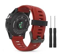 MoKo Pulsera para Garmin Fenix 6X/6X Pro, Fenix 3/Fenix 3 HR/Fenix 5X/5X Plus, Correa Pulsera de Silicona Respirable y Reemplazable, Banda de Reloj Deportivo con Cierre - Rojo Oscuro