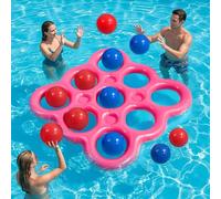 MoKo Set de Juegos Acuáticos Tic-TAC-Toe para Piscina, Flotador de Piscina Inflable con 10 Pelotas, Juegos para Fiestas Familiares Playa Adultos Adolescentes Niños 2-10 Jugadores, Magenta