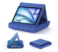 MoKo Soporte Almohada para Tablet, Almohada para Laptop/Cama/Escritorio, Soporte Plegable Tablet 12", con Bucle Lápiz, Apto para iPad Air 6 2024, iPad Pro 11 2024, Galaxy Tab, E-Reader, Libro, Azul