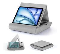 MoKo Soporte Almohada para Tablet, Almohada para Laptop/Cama/Escritorio, Soporte Plegable Tablet 12", con Bucle Lápiz, Apto para iPad Air 6 2024, iPad Pro 11 2024, Galaxy Tab, E-Reader, Libro, Gris