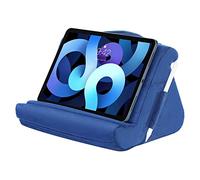 MoKo Soporte de Almohada para Tablet 12,9" Compatible con iPad 10,2 2022, Galaxy Tab S9/S9+, Soporte para Tableta E-Reader para Sofá Cama Ajustable 3 Ángulos de Visión con Bolsillo Lavable, Azul