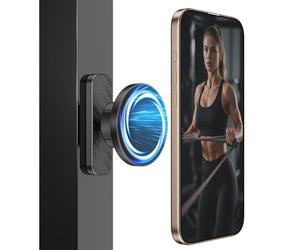 MoKo Soporte de Teléfono Magnético Gimnasio, Porta Teléfono Gimnasio Ajustable, Soporte Magnético para MagSafe, Compatible con iPhone 17 16 15 14 13 12 Serie, Accesorio Gimnasio Mujeres Hombres, Negro