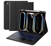 MoKo Soporte Integrado para Lápiz, Funda con Teclado Bluetooth Desmontable para iPad Pro con Retroiluminación y Touchpad, Funda con Teclado para Nuevo iPad Pro 13 Pulgadas 2024/2025 Lanzado, Negro