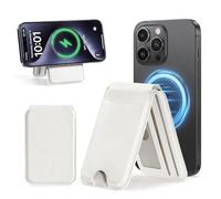 MoKo Tarjetero Magnético para Teléfono, Billetera Magnética con Soporte Ajustable para 7 Tarjetas, Protección RFID, Cartera Slim de Cuero Compatible con iPhone 17e/17/16/15/14/13/12 Serie, Beige