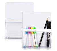 MoKo - Tarro para lápiz, organizador magnético de marcador para pizarra blanca, suministros escolares, soporte para lápiz para refrigerador, accesorio de oficina, hogar, armario, color blanco