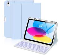 MoKo Teclado for iPad 10 Generación 2022/11 Generación A16 2025 (10.9/11 Pulgada) con Soporte para Lápiz, QWERTY Español Ñ, Bluetooth Magnéticamente Teclado para iPad 10/11 Gen, Azul Cielo