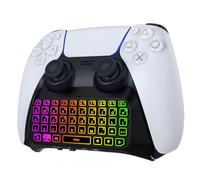 MoKo Teclado Inalámbrico con Retroiluminación RGB para Mando PS5, Mini Teclado Bluetooth para Playstation 5 con Luz Colorida Altavoz Integrado Mejorado y Conector de Audio de 3,5 mm PS5 Accesorios