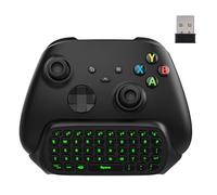 MoKo Teclado Inalámbrico con Retroiluminación Verde para Controlador Xbox One/Series X/S, Teclado de Chat con Receptor de 2,4 G/Auriculares/Conector de Audio para Xbox-One/One S/Elite/2, Carbón Negro