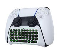 MoKo - Teclado retroiluminado, Color Verde para PS5 Mando, Mini QWERTY Teclado Bluetooth inalámbrico Compatible con PlayStation 5 Mando, Teclado Recargable con Toma de Audio de 3,5 mm y Altavoz