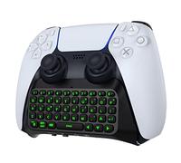 MoKo Teclado Inalámbrico para Mando PS5 con Retroiluminación Verde, Mini Bluetooth Teclado Controlador con 47 Teclas Chatpad, Altavoz Integrado y Conector 3,5 mm Audio Compatible con accesorios PS5