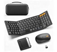 MoKo Teclado y Ratón Inalámbricos Plegables QWERTZ, 2,4G + Bluetooth