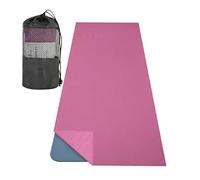 MoKo Toalla de Yoga, 74,4"×27,3" Toalla de Esterilla de Yoga Antideslizante con Puntos de Agarre y Bolsillos en Esquinas para Pilates, Fitness, Meditación, Manta de Playa, Magenta, 1 Paquete