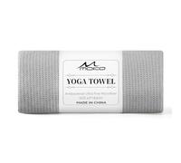 MoKo Toalla de Yoga, 74,4"×27,3" Toalla de Esterilla de Yoga Antideslizante con Puntos de Agarre y Bolsillos en Esquinas para Pilates, Fitness, Meditación, Manta de Playa, Gris, 1 Paquete