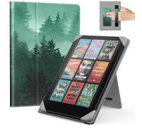 MoKo Universal Funda para 6.8, 7 Pulgadas Kindle Paperwhite eReaders y Tabletas, Kindle Paperwhite/Colorsoft/Kobo Libra/BOOX/Ocean, Funda Tipo Libro Liviana con Correa de Mano/Soporte, Bosque Verde