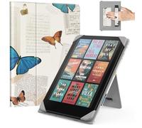MoKo Universal Funda para 6.8, 7 Pulgadas Kindle Paperwhite eReaders y Tabletas, Kindle Paperwhite/Colorsoft/Kobo Libra/BOOX/Ocean, Funda Tipo Libro Liviana con Correa de Mano/Soporte,Mariposa Vintage