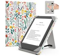 MoKo Universal Funda para 6 Pulgadas Kindle eReaders y Tabletas, Kindle/Kobo Clara/Tolino/Pocketook/Sony E-Book Tablet, Funda Liviana Tipo Folio con Correa de Mano y Soporte, Flores