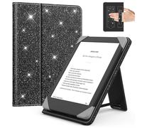 MoKo Universal Funda para 6 Pulgadas Kindle eReaders y Tabletas, Kindle/Kobo Clara/Tolino/Pocketook/Sony E-Book Tablet, Funda Liviana Tipo Folio con Correa de Mano y Soporte, Brillo Negro