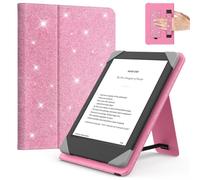 MoKo Universal Funda para 6 Pulgadas Kindle eReaders y Tabletas, Kindle/Kobo Clara/Tolino/Pocketook/Sony E-Book Tablet, Funda Liviana Tipo Folio con Correa de Mano y Soporte, Rosa Brillo