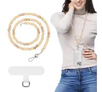 MoKo Universal Teléfono Lanyard, Beaded Phone Lanyard Antirrobo Desmontable para Mujeres Alrededor del Cuello con Parches para iPhone, la mayoría de los Smartphones, Madera