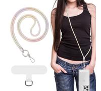 MoKo Universal Teléfono Lanyard,Cadena de metal del teléfono celular de la correa de Crossbody antirrobo desmontable mujeres teléfono celular cordones alrededor del cuello para el iPhone,Cristal Plata