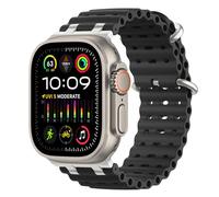 MoKo Upgraded Correa Deportiva de Silicona de Repuesto Compatible con Apple Watch 49mm/46mm/45mm/44mm/42mm - Series 10/9/8/7/6/5/4/3/SE2/SE/Ultra2/Ultra - Para Hombres y Mujeres, Plata/Negro