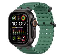 MoKo Upgraded Correa Deportiva de Silicona de Repuesto Compatible con Apple Watch 49mm/46mm/45mm/44mm/42mm - Series 10/9/8/7/6/5/4/3/SE2/SE/Ultra2/Ultra - Para Hombres y Mujeres, Negro/Verde