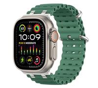 MoKo Upgraded Correa Deportiva de Silicona de Repuesto Compatible con Apple Watch 49mm/46mm/45mm/44mm/42mm - Series 10/9/8/7/6/5/4/3/SE2/SE/Ultra2/Ultra - Para Hombres y Mujeres, Plata/Verde